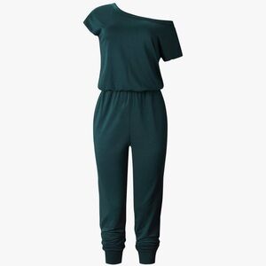 Deep Green Jumpsuit Off Shoulder